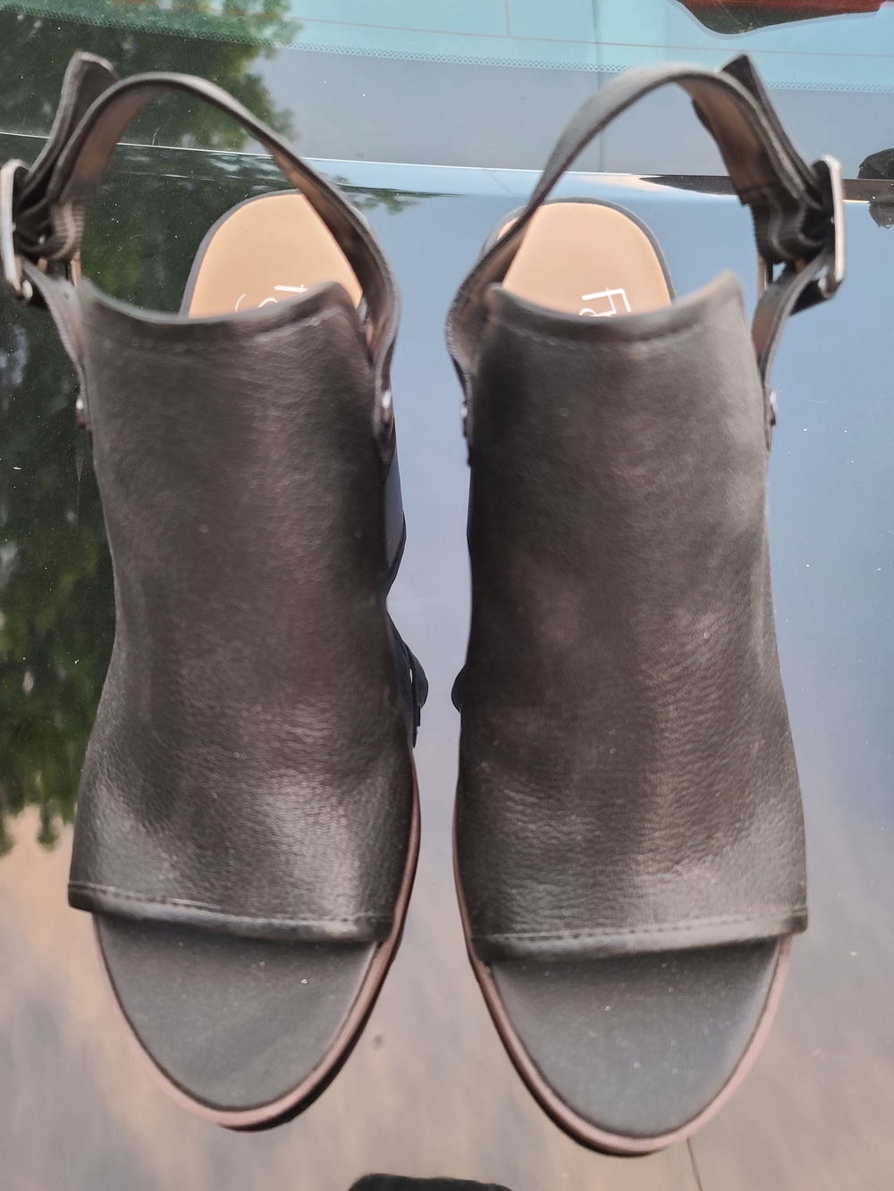 Franco Sarto Black Open-Toe Slingback Sandals